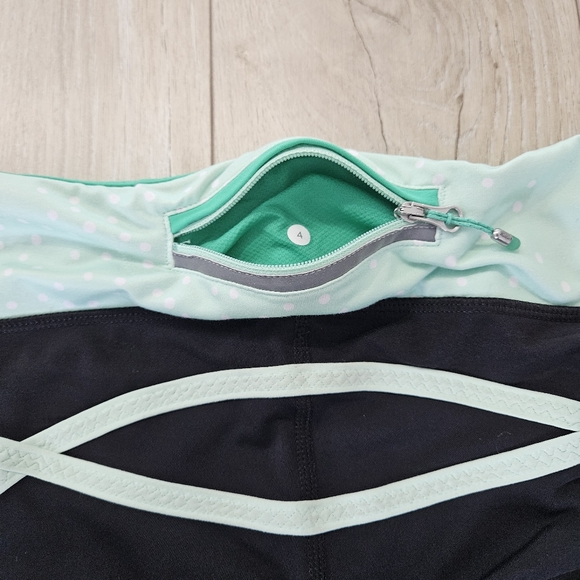 COPY - Lululemon Run: Pace Crop, Black / Petit Dot Fresh Teal / Fresh Teal, Siz… - Picture 8 of 14